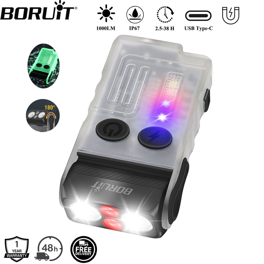 Fishing Light - BORUiT V20 Summer EDC LED-Schlüsselanhänger-Taschenlampe, Kopfwirbel,
