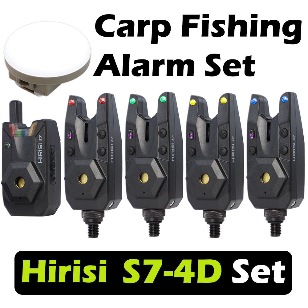 Fish Alarm - Hirisi S7-4D Kabelloses Karpfenangel-Bissalarm-Set Wasserdichter Bissanzeiger